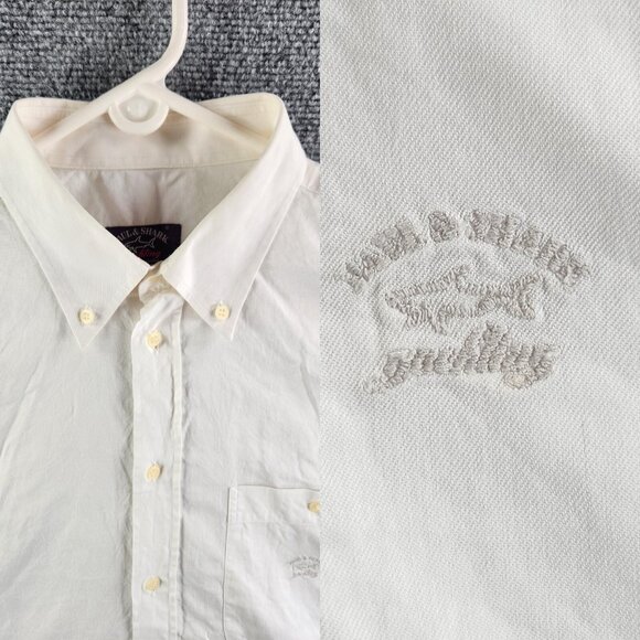 VTG Paul & Shark Yachting Men 16/41 White Long Sleeve Button Up Shirt Italy Made - Picture 1 of 16